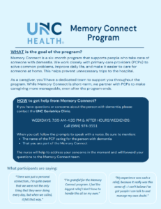 Memory Connect program Flyer