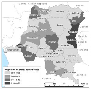 Prevalence of pfhrp2-deleted P. falciparum in the DRC.