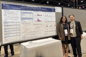 Dr. Saloni Patolia (left) and Dr. Astia Allenzara (right) present their abstract, "Overcoming Obstacles to Care: A Survey of Adults with Idiopathic Inflammatory Myopathies," at the ACR Convergence meeting in October, 2025.