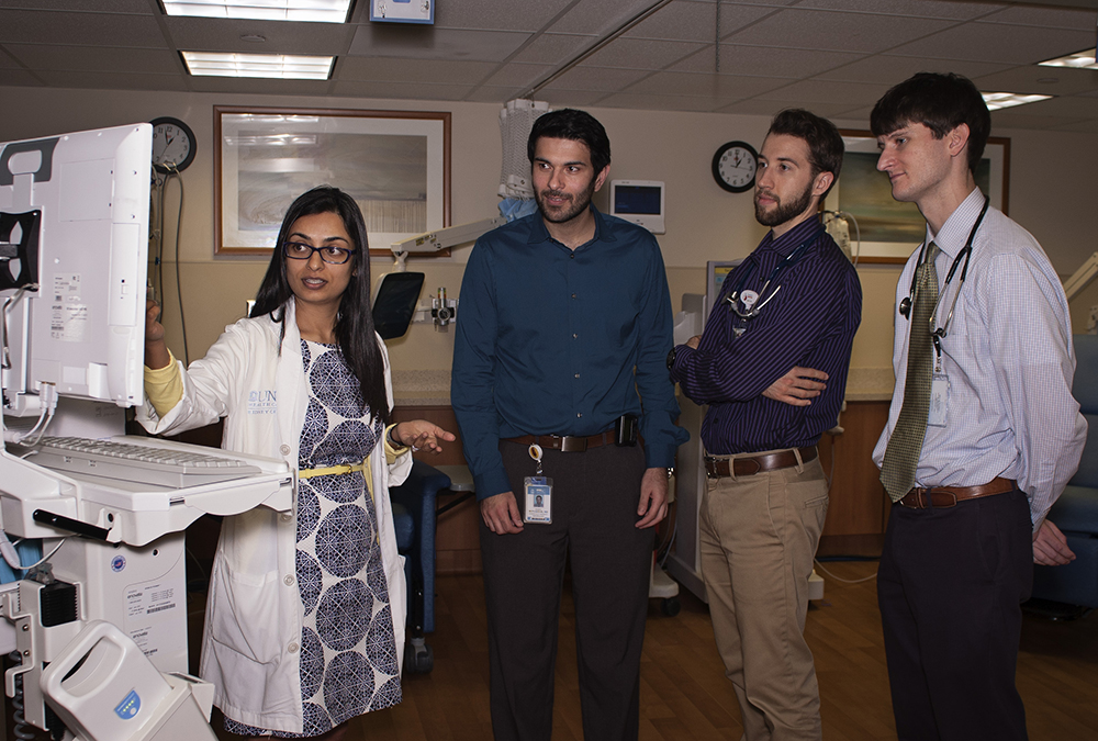Dr. Koyal Jain teaches fellows, residents, and med students in the in-patient dialysis unit.