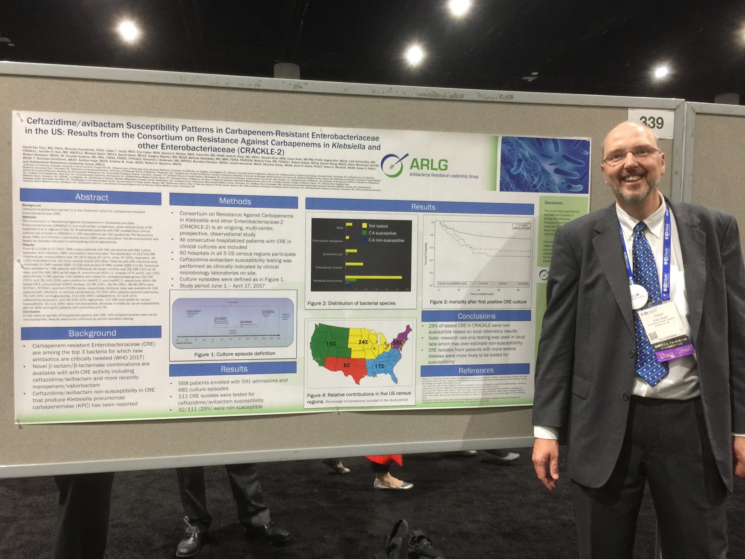 David van Duin, MD, PhD, stands with his poster at ID Week 2017.