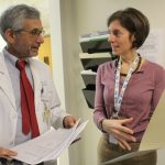 UNC’s High-Risk GI Cancer Clinic provides genetic counseling with a four-generation family history, searching for clues to hereditary conditions. Pictured are Dr. Robert Sandler and Julianne O'Daniel.