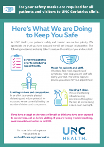 UNC Geriatrics Clinic and Patient Safety Flyer May 2020