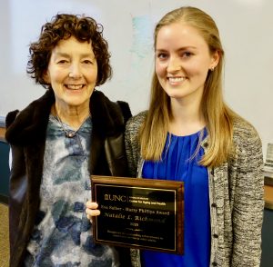 Division of Geriatric Medicine Research Professor of Medicine Ellen Roberts, PhD, MPH, and 2020 MS4 Natalie Richmond, our Salber-Phillips Award Recipient and the American Geriatrics Society's 2020 National Geriatrics Student of the Year