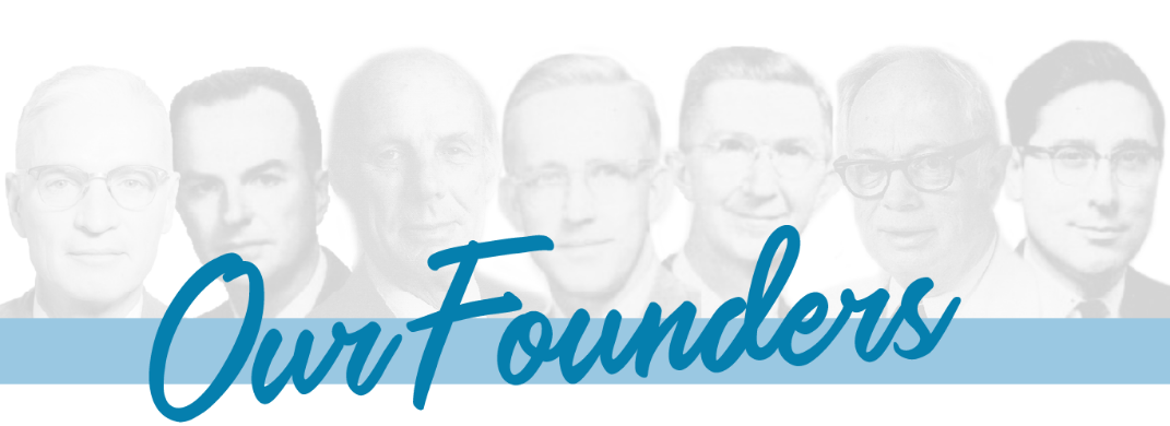 Black and white photo collage of founders with title Our Founders