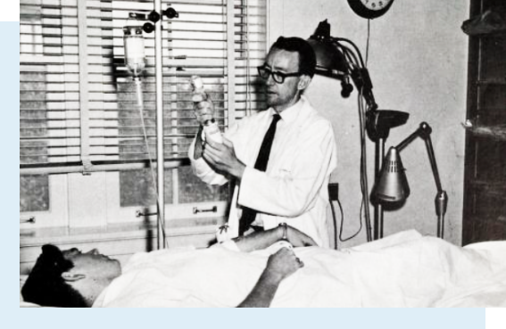 Black and white photo of a medical procedure