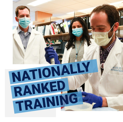 Doctor teaching fellows with the text Nationally Ranked Training overlaid on top.