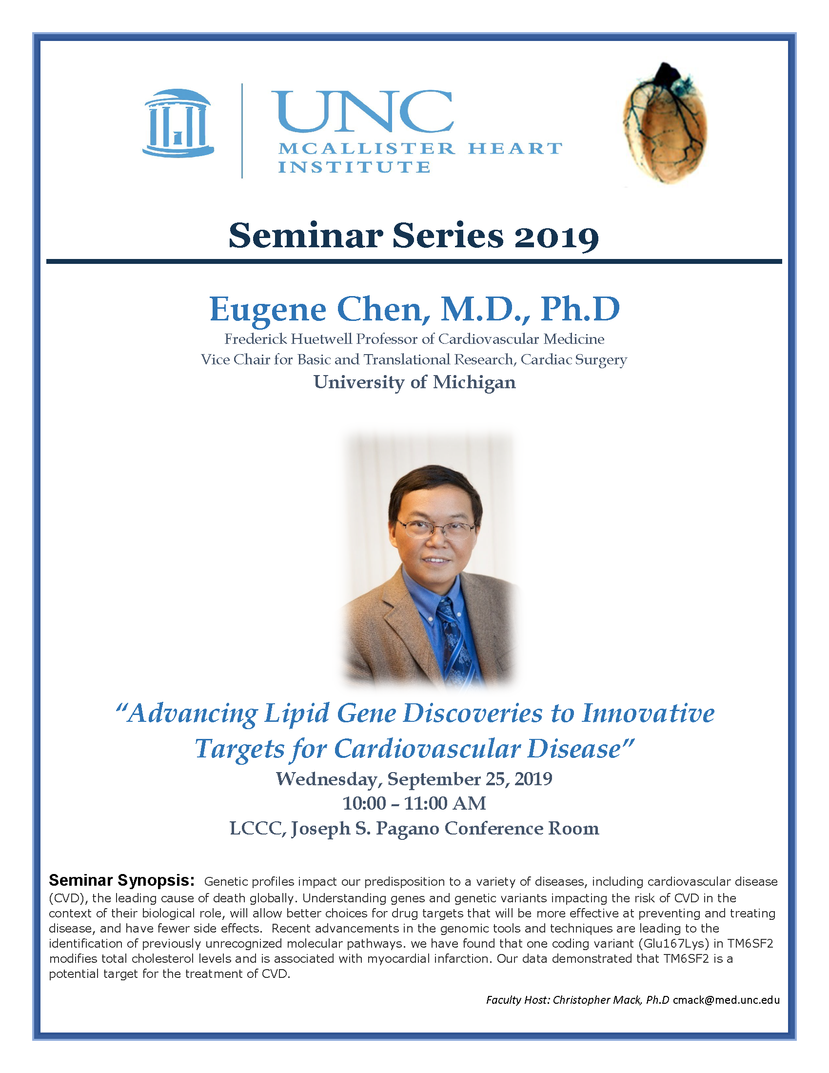 Eugene Chen, M.D., Ph.D. MHI Seminar Flyer