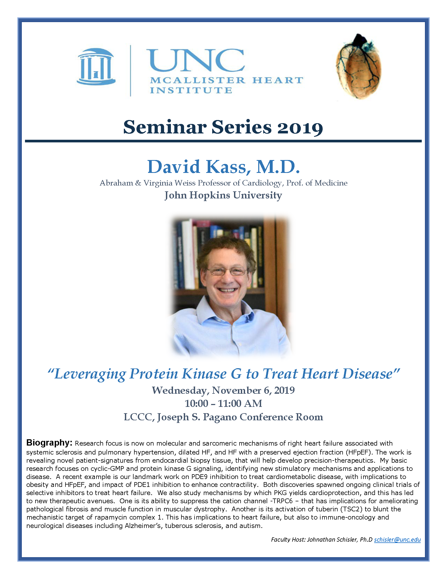 David Kass, M.D. MHI Seminar Flyer