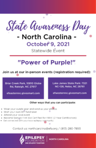 Epilepsy Foundation event on October 9, 2021