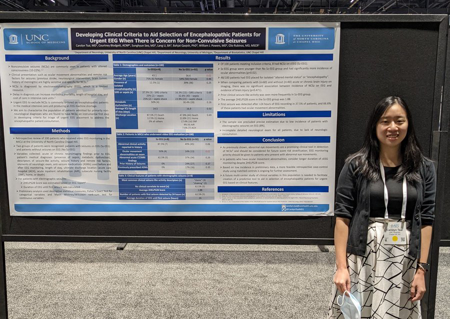 Dr. Carolyn Tsai poses in front of her poster at the American Epilepsy Society Meeting