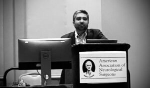 Dr. Cheerag Upadhyaya presenting at the AANS Meeting