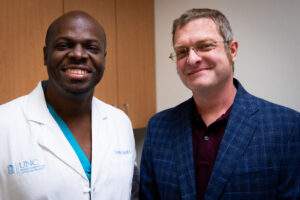 Sam with neurosurgical oncologist Dr. Dominique Higgins
