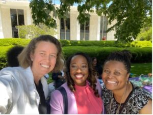 Alsion Stuebe pictured taking a selfie in downtown raleigh