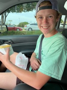 Food Allergy Participant eating Chick-fil-A