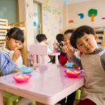 Children in classroom eating