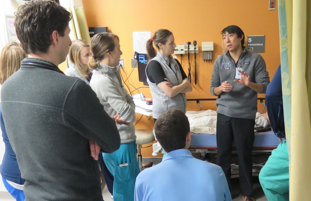 Dr Park teaching residents in the Pediatric Emergency Department