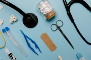 Collage of medical supplies