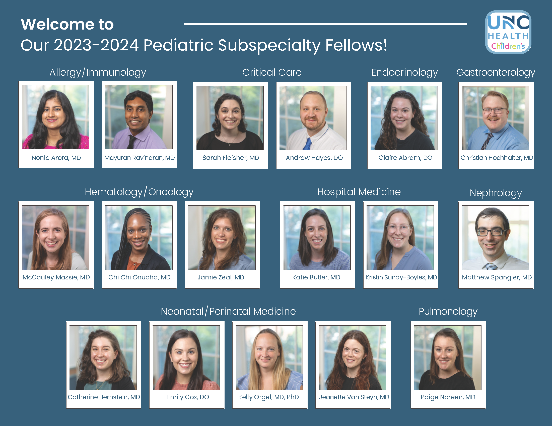 2023-2024 Pediatric Subspecialty Fellows