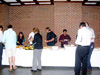 Reception attendees getting refreshments