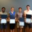 Carolina Summer Fellows with their Certificates of Completion, (from L to R) they are: Sainath Asokan, Jennifer Jensen, David Reich and Eric West. Photo by Betsy Clarke