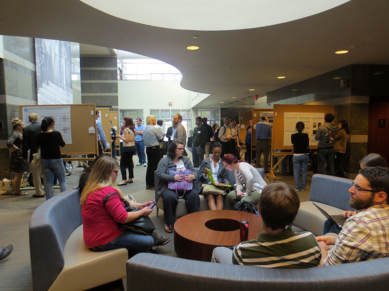 Retreat participants in Friday Center lobby