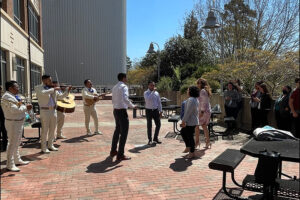 Ernesto Leon's family & friendsdance to the mariachi band at Ernesto Leon's PhD celebtation.