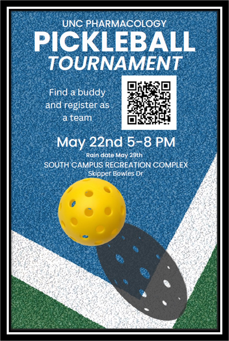 2024 PHCO Pickleball Tournament flyer - FInd a buddy and register as a team. Use the QR code in the flyer to register. Date & Time: May 22, 2024 @ 5 - 8 PM Raindate: May 29 Location: South Campus Recreation Complex Skipper Bowles Drive, UNC Campus, Chapel Hill