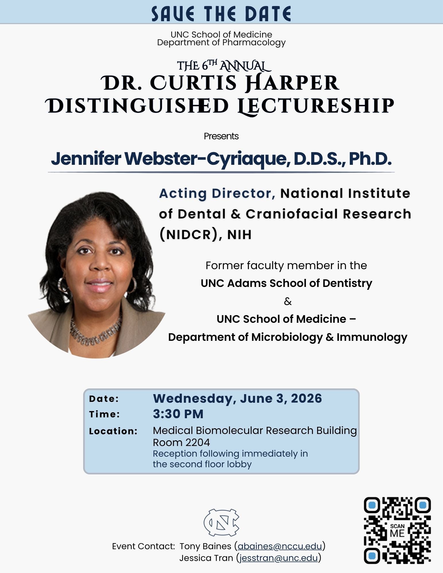 2026_06_03 Curtis Harper Distinguished Lecture with Jennifer Webster-Cyriaque, DDS, PhD flyer