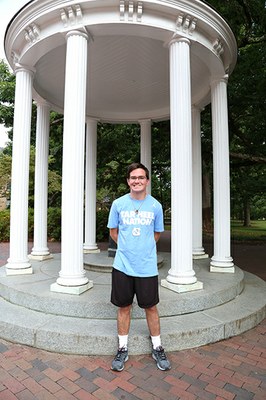 Colin at the Old Well, UNC Campus. Photo by Max Englund/UNC Health Care.
