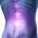 Illustration of human torso with spotlight on lower back