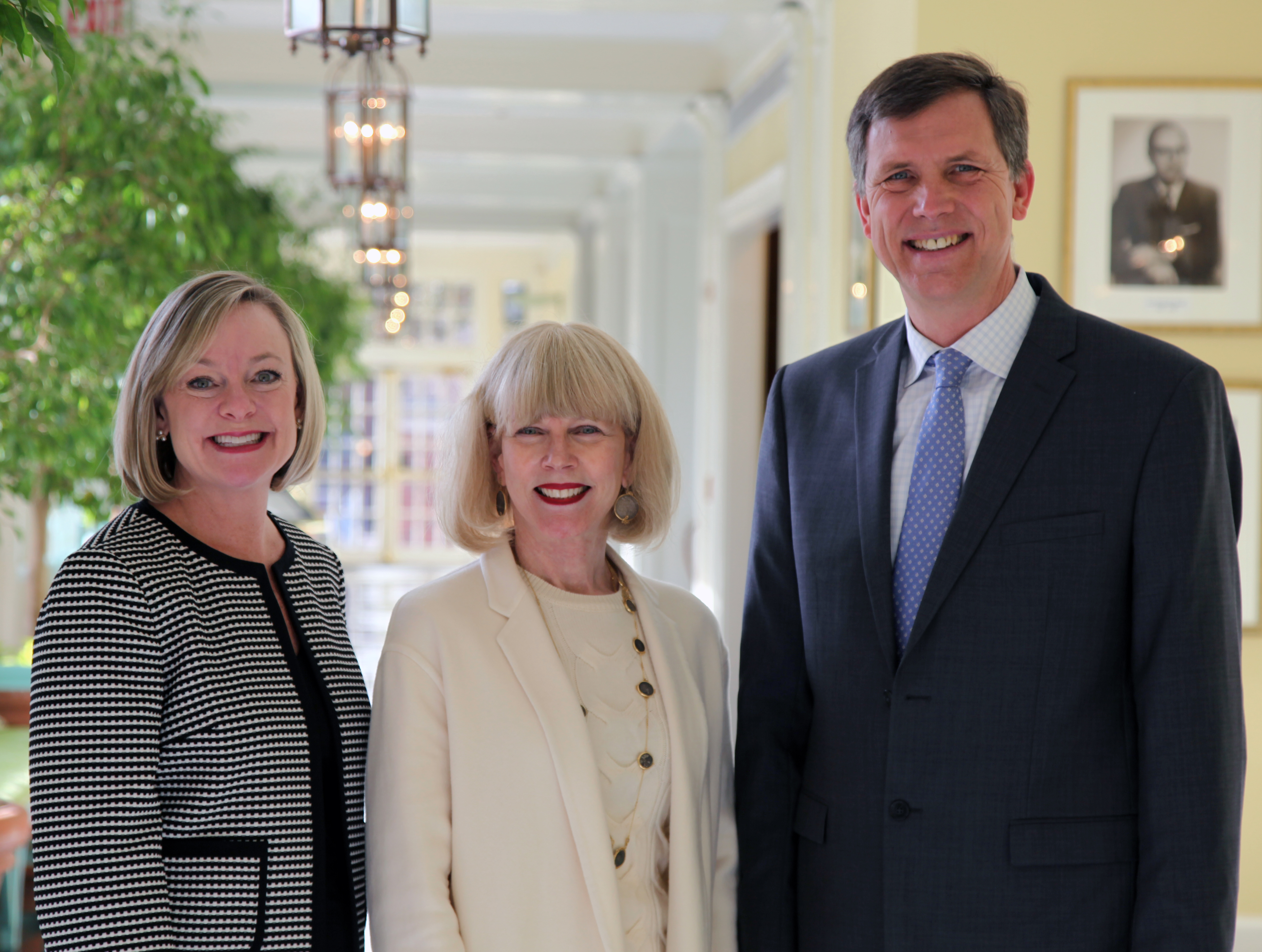Joanne Ackerman (center) with Leslie Nelson, president of the Medical Foundation of North Carolina, and John Gilmore, MD, director of UNC Center for Excellence in Community Mental Health