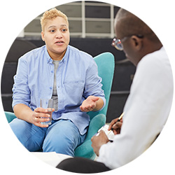 woman in an individual therapy session with a clinician