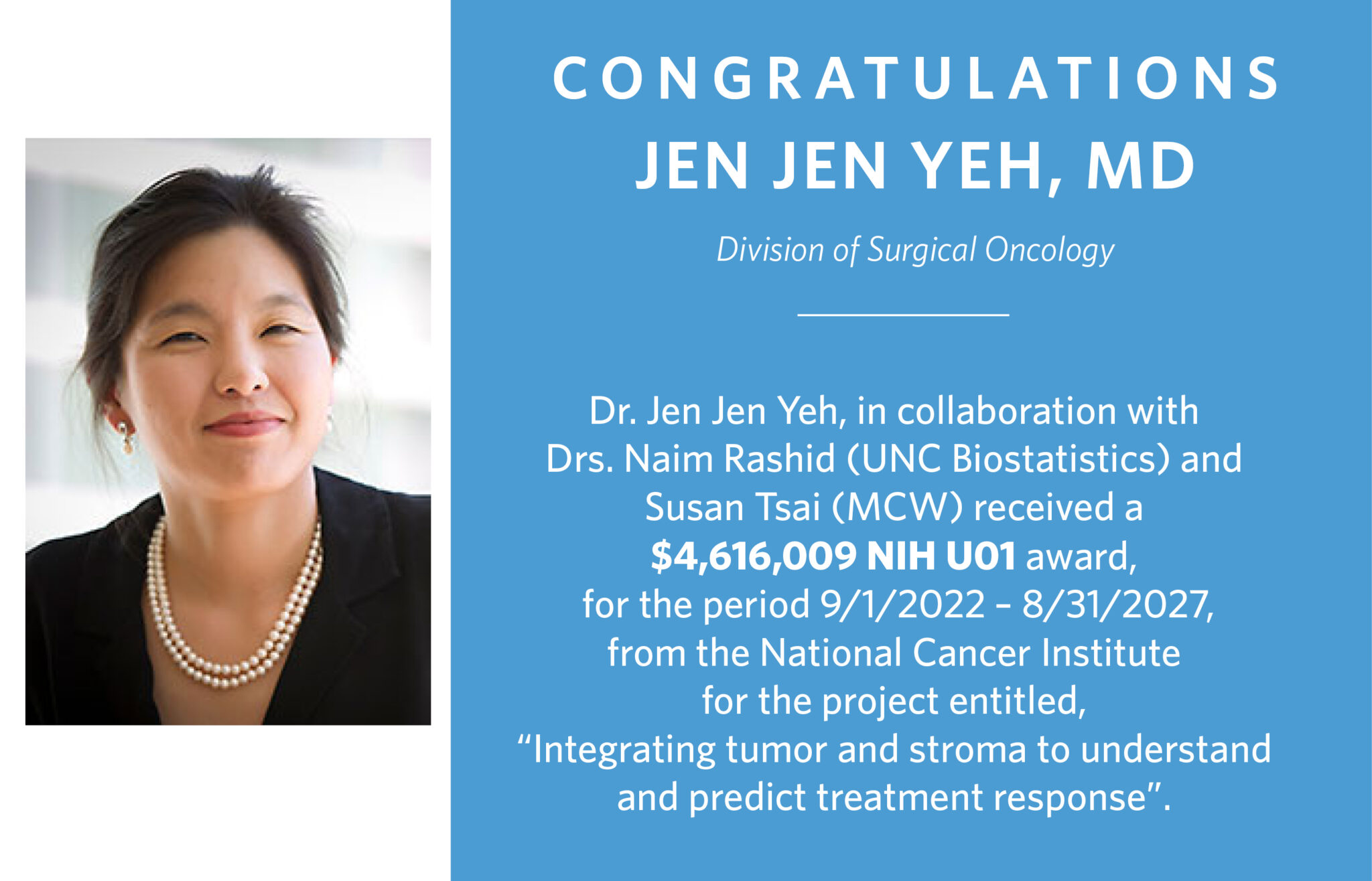 Yeh and Collaborators receive 5 year NIH U01 Award | Department of Surgery