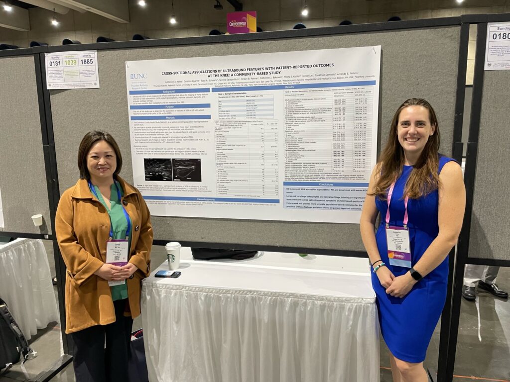 Drs. Rumey Ishizawar and Katherine Yates (presenting author) at the Imaging of Rheumatic Diseases poster session for ACR23. 