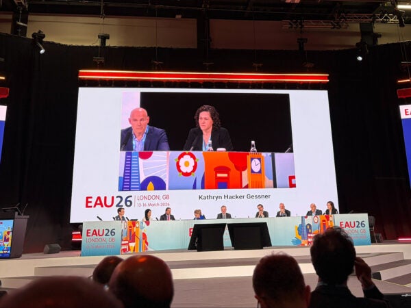 Dr. Gessner speaking at the EAU 2026 meeting.