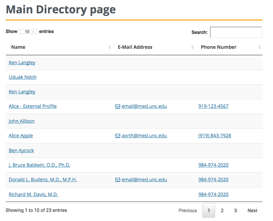 Tabular view of a directory listing