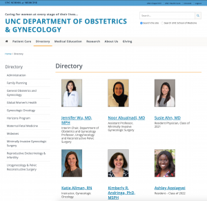 People directory sample for OBGYN