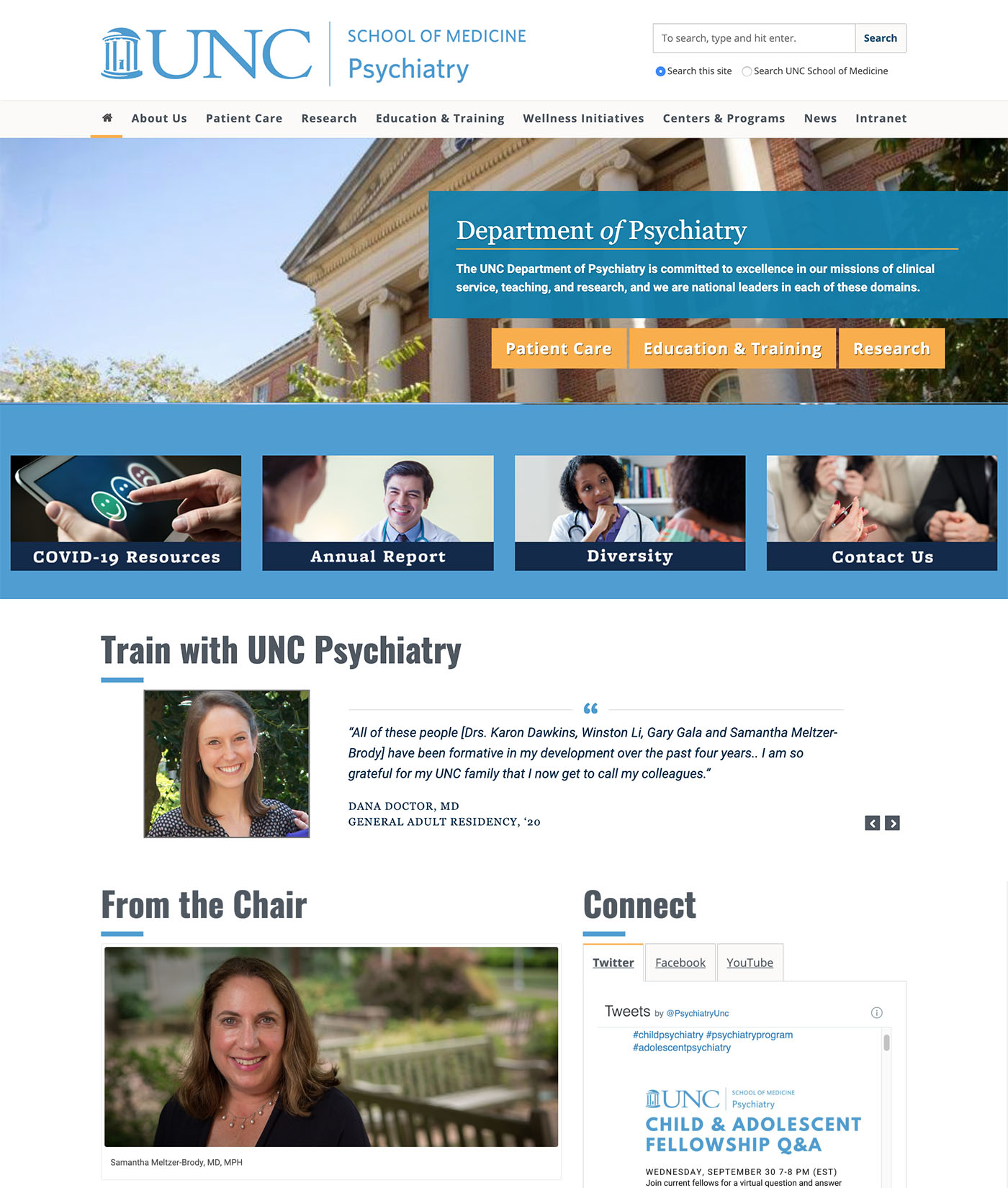 Screenshot of the Psychiatry homepage.