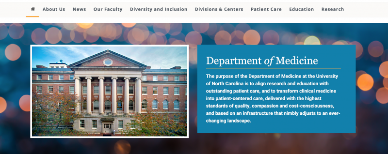 Example of the Department Header Wrapper on the Department of Medicine website.