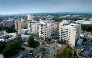 Aerial view of UNC Medical Center in Chapel Hill, NC.