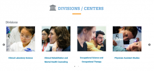 Listing of division on the Allied Health Sciences home page.