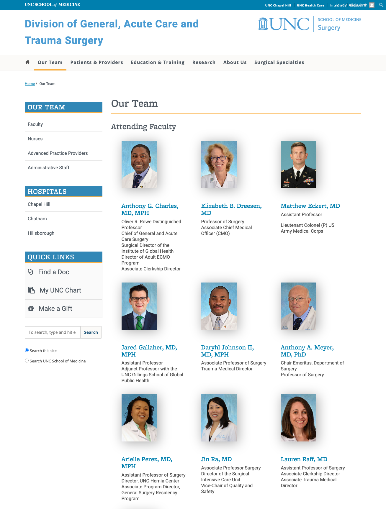 example directory gallery from the Division of General, Acute Care and Trauma Surgery