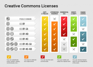 A graphical representation of the creative commons information presented on this page.