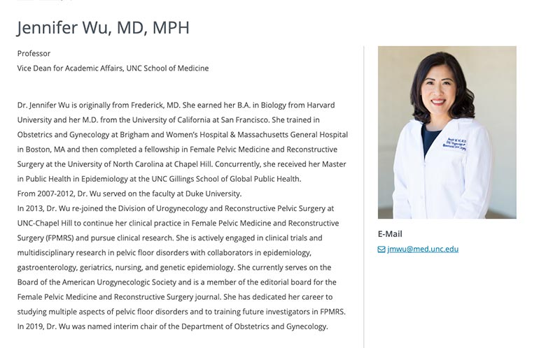 Screenshot of a doctor's profile.