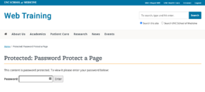 Screenshot of a password protected page with "Protected:" listed before the page title.