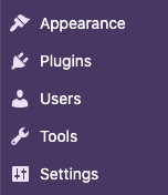 Screenshot of the Dashboard that shows the Plugins option.