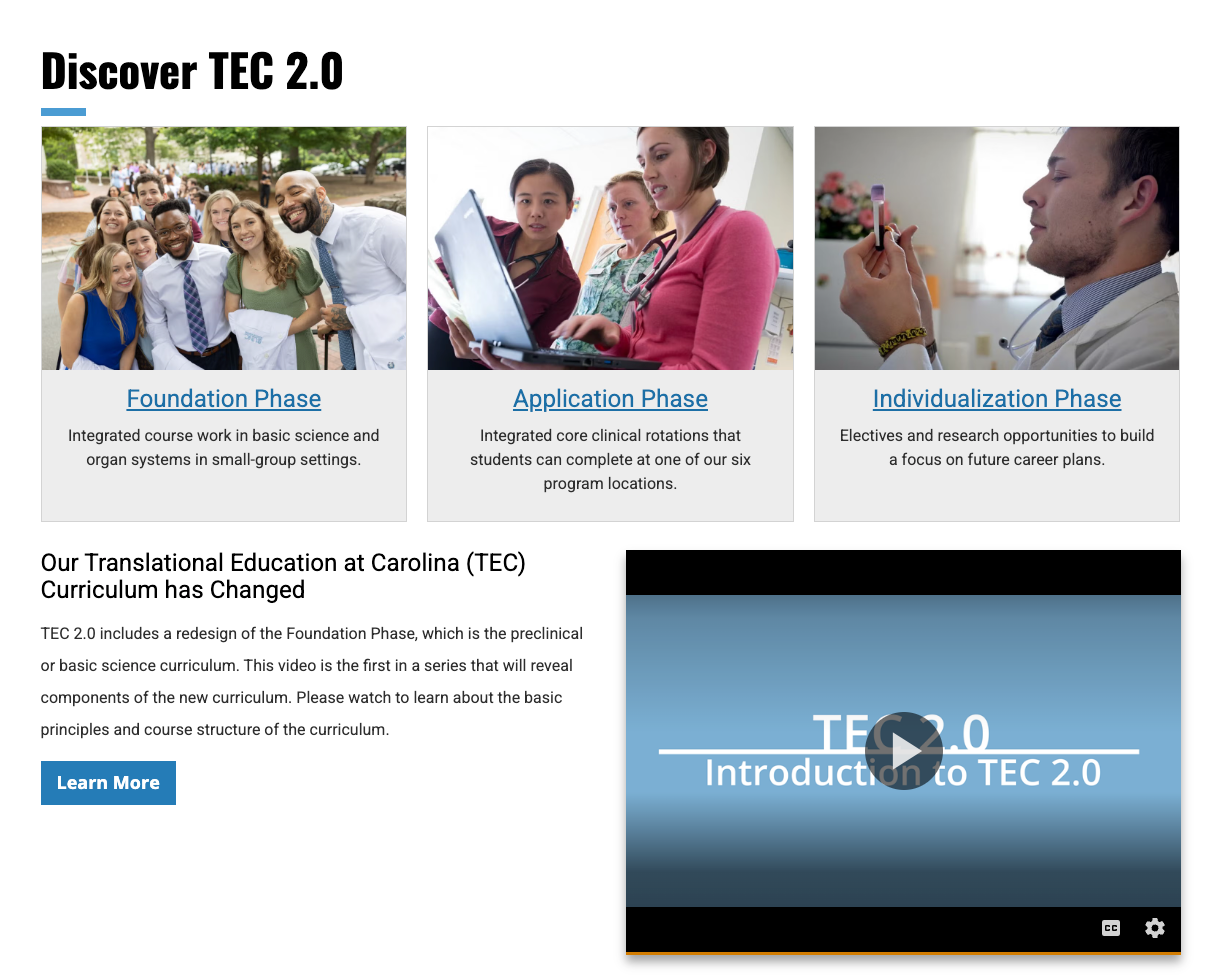 Example screenshot from the MD Curriculum website.