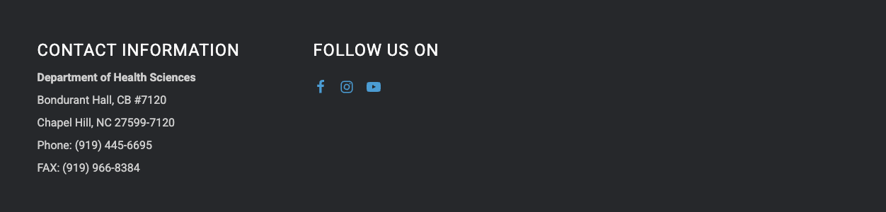 Example of a social media menu displaying in a site footer.